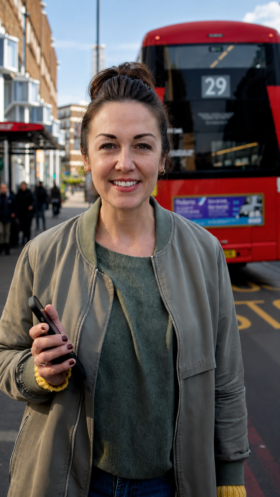 Happy shopper after completing a purchase